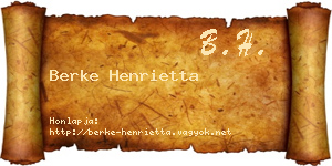 Berke Henrietta névjegykártya